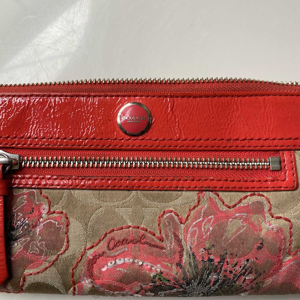Coach Orange Floral Wallet Gem
